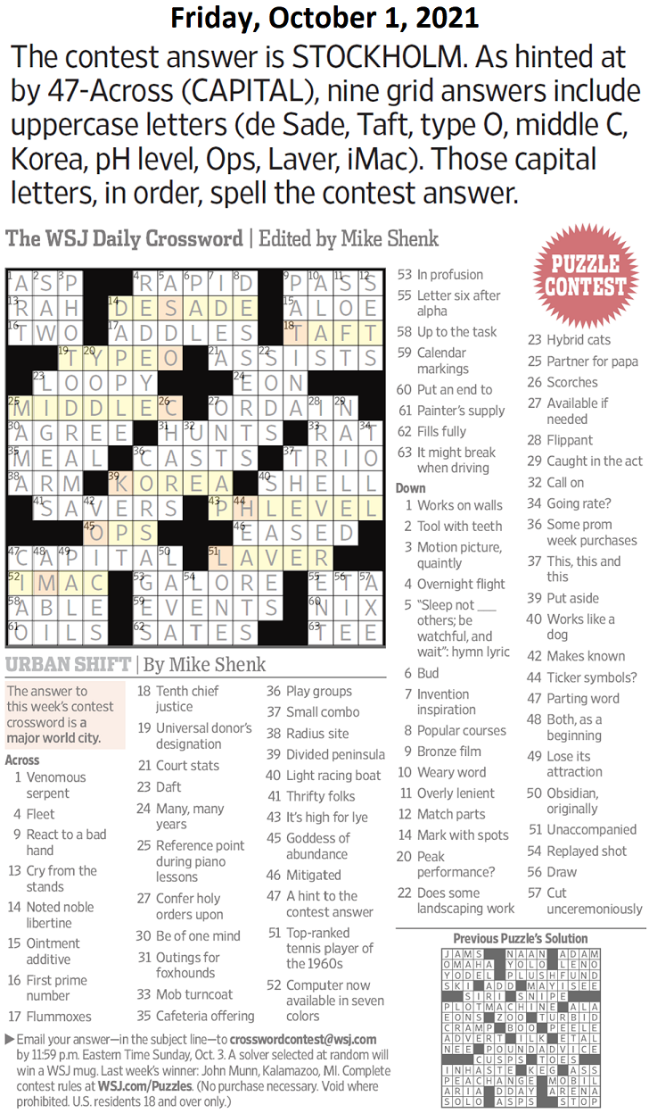 Past Wsj Crossword Contests And Solutions Page 4 Xword Muggles Forum